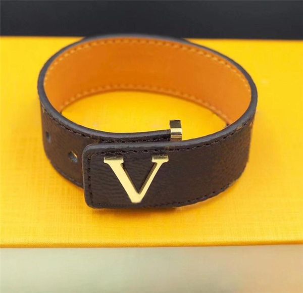 

dropship fashion classic brown pu leather bracelet with metal logo in gift retail box stock sl086558352, Golden;silver