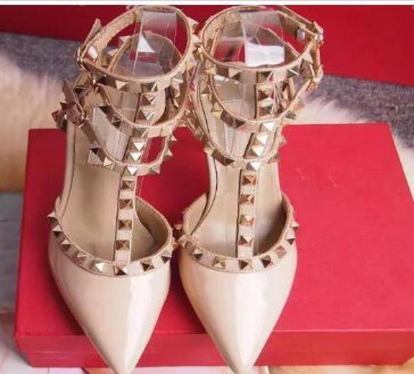 

women high heels dress shoes party fashion rivets girls pointed toe shoes buckle platform pumps wedding shoes black white pin8467342