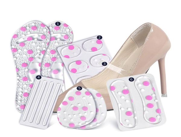 

6 in 1 silicone insoles soft gel cushion insole support foot protector women high heels shoe accessories pain relief care inserts 5999080, White;pink