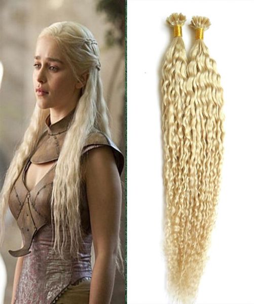 

100strands curly remy human fusion keratin hair nail u tip pre bonded capsules double drawn hair extensions 16quot 20quot 24q1494532, Black