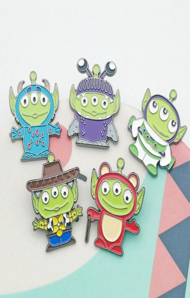 

three eyes brooch alien cowboy astronaut cartoon metal jewelry multifunction anti light silk scarf button badge4559296, Blue