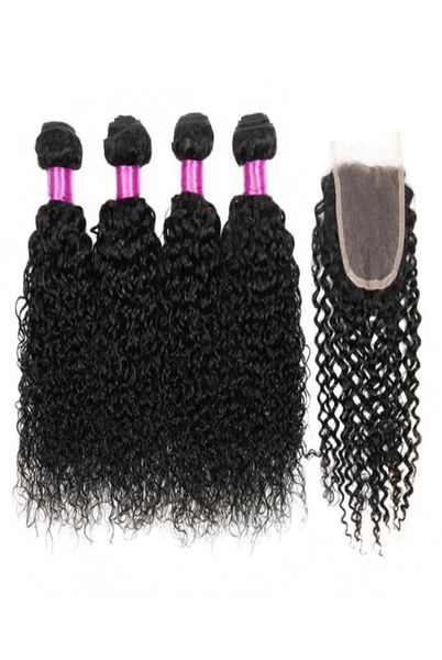 

peruvian brazilian indian malaysian virgin kinky curly hair 34 bundles with closure human hair bundle lace closure kinky curly we1849473, Black;brown