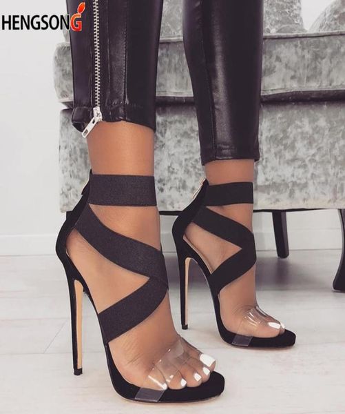 

women sandal high heels gladiator ankle strap sandals 2020 summer ladies party pumps shoes sandalia feminina big size5523140, Black