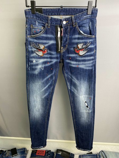 

dsquad2 jeans men's luxury designer denim jeans perforated pants dsquare jeans casual fashion trendy pants dsquad2 men's clothing, Blue