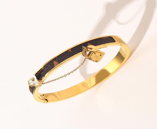 

new style bracelets women bangle luxury designer bracelet faux leather 18k gold plated stainless steel bracelet womens wedding jew1169883, Black