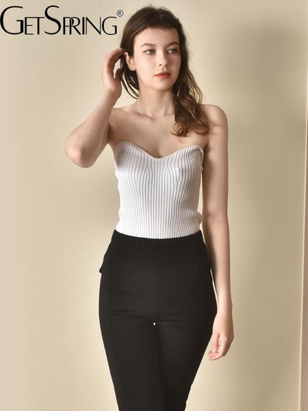 

tanks yuerwang women crop for women crop summer off shoulder crop black white pink green knitting woman 2021