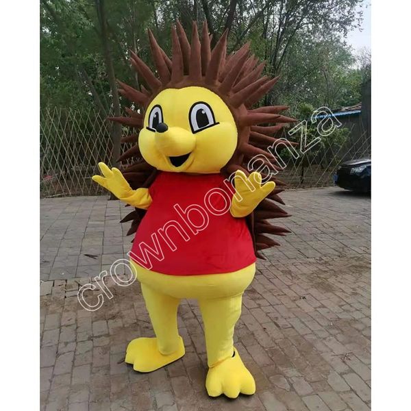 

yellow hedgehog mascot costumes cartoon carnival adults outfit birthday party halloween christmas outdoor outfit suit, Red;yellow