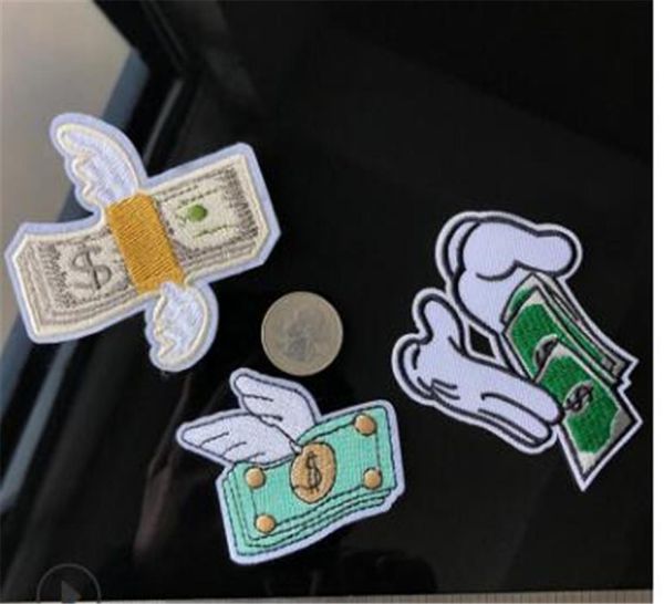 

prajna dollar coming embroidery patch clothes stickers flying money cute patches for clothing bag sew on applique badge8190785
