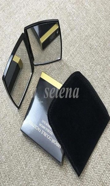 

brand women fashion compact mirrors black portable makeup mirror smooth doublesided folding small square travel make up tools2055302