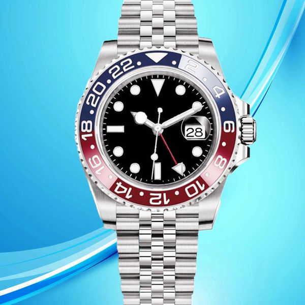

male automatic machinery movement 40mm 41mm watches deluxe ceramic sapphire dial jubilee bracelet watch blue red dial stainless steel leathe, Slivery;brown
