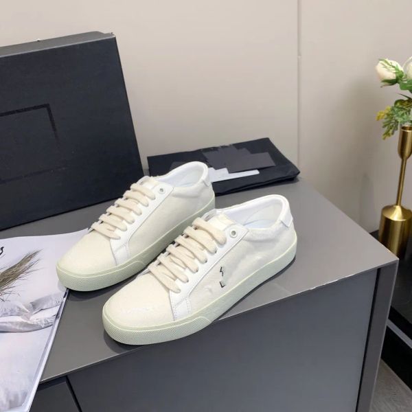 

with box designer yslity shoes designer luxury canvas court classic sl/06 distressed shoes 2021ss embroidered low leather sneakers moy, Black