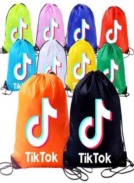 

tiktok kids drawstring bag backpack pocket rope shoulders shopping backpack training for boys girls candy colors sports bags g36t01012132