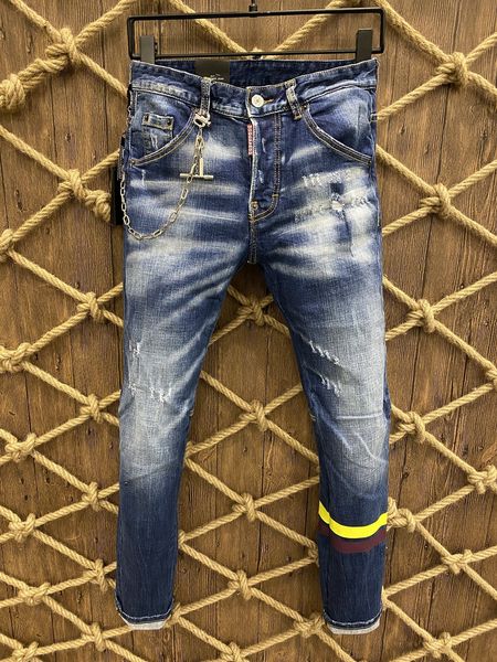 

dsquad2 jeans men's luxury designer denim jeans perforated pants dsquare jeans casual fashion trendy pants dsquad2 men's clothing, Blue