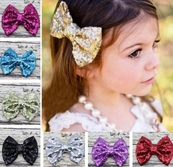

baby girl kids sequin bowknot bow hair clip sweet infant glitter hairpins europe style baby headdress accessories7453011, Slivery;white