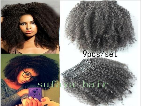 

mongolian clip in hair extensions human virgin remy hair unprocessed natural black hair product 9pieces one set 100g human hairwit6432372, Black;brown