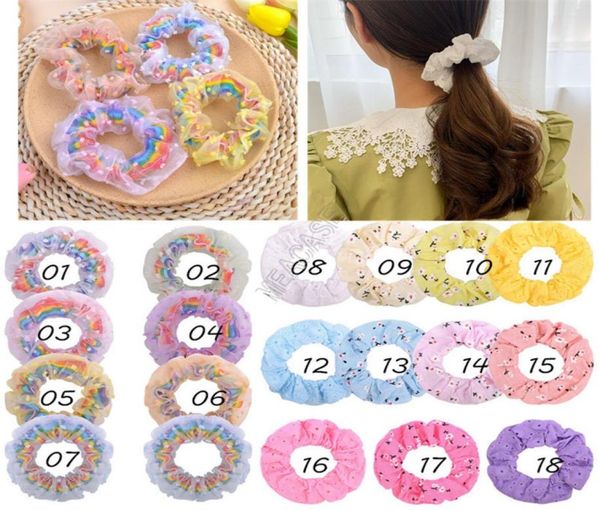 

2020 hair ring sweet lovely print rainbow large intestine ponytail scrunchies elastic bobble hairband women girl hair rope holder 5532375, Slivery;white