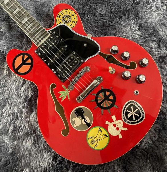 

alvin lee guitar big red 335 semi hollow body jazz cherry electric guitars small block inlay 60s neck 5 knobs master swtich grov7415954