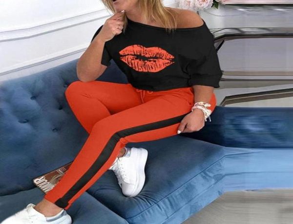 

two piece set tracksuit women boat anchor print plus size 2 piece set and pants femme clothes elastic waist long pants9595166, Black;blue