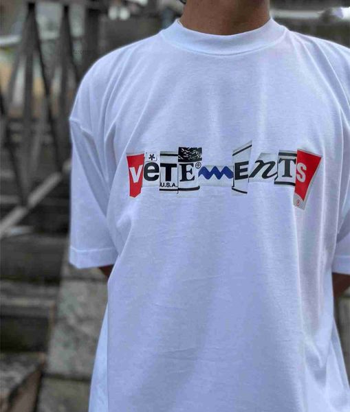 

high edition 2023 summer new vite cute veements patchwork letter printing men's and women's short sleeve t-shirt 9ggo, White;black