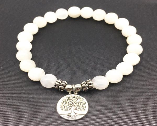 

sn1334 womens bracelet natural moonstone tree of life charm bracelet meditative yogi balance bracelet6470297, Black