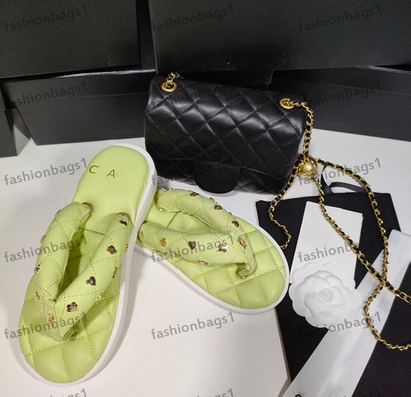 

womens flipflops super soft sheepskin flat sandals round head slide slippers hardware metal buckle nonslip flats beach brand des4645447, Black