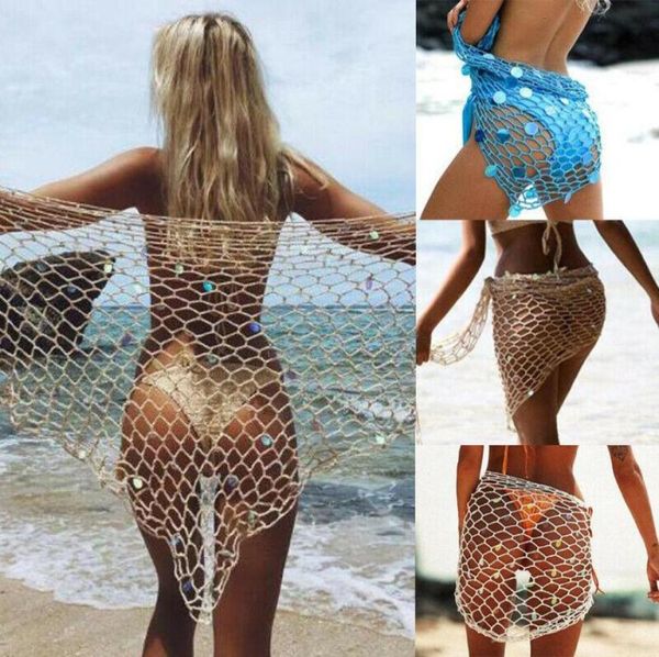 

women summer net bikini coverups lady girls beach dress swimwear lace crochet swim cover up bathing suit wrap sarongs1157090, Blue;gray