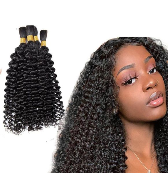 

human braiding hair bulk no weft 4b 4c afro kinky curly bulk hair for braiding 100g mongolian indian hair crochet braids3964422, Black