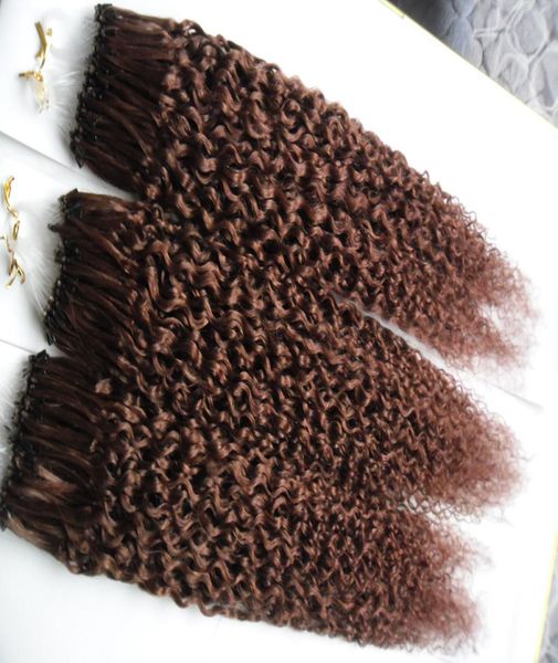 

300s virgin mongolian kinky curly hair micro loop hair extensions 300g afro kinky curly machine made remy micro bead loop human ha8679960, Black