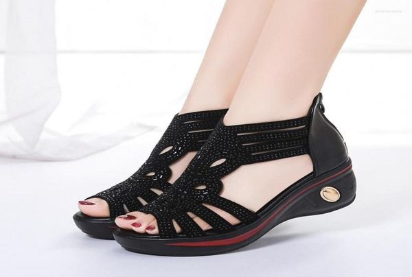 

sandals 2022 fashion wedge women summer shoes elegant ladies rome hollow out female sandalias black heels1310804