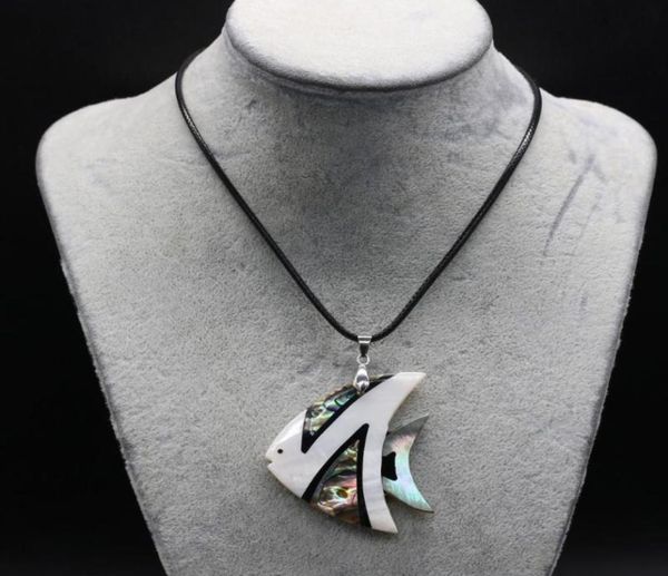 

pendant necklaces natural shell cute fish necklace fashion jewelry mother of pearl leather rope for women men gift7924120, Silver
