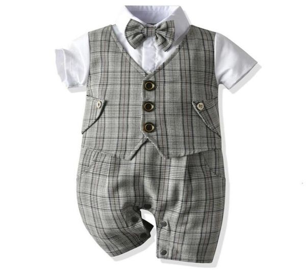 

children039s suit baby boy christening birthday outfit kids plaid suits newborn gentleman wedding bowtie formal clothes infant 8101124, White