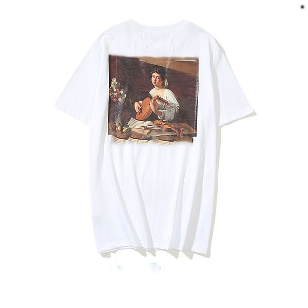 

men white tshirts fashion designer tshirt luxury short trendy couple street trendy casual figure oil painting printing loose cotton short sl, White;black