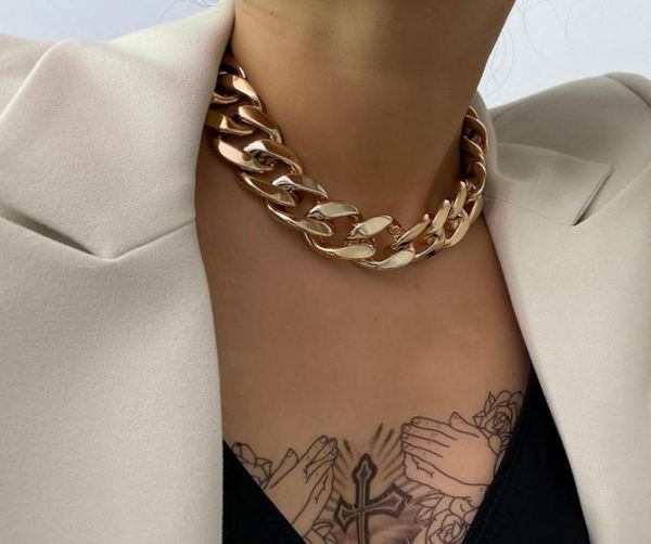 

gothic punk golden ccb chain choker necklace for women vintage cross chain charm hip hop statement necklace jewelry accessories gi8984019, Silver