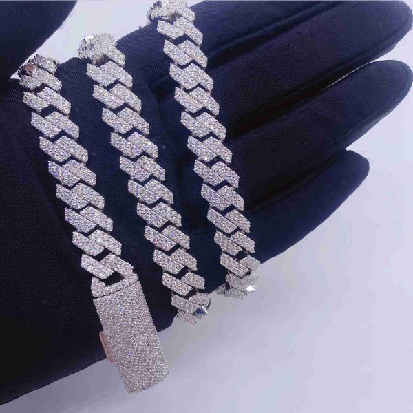

custom hip hop jewelry 925 sterling silver diamond moissanite iced out cuban link chain