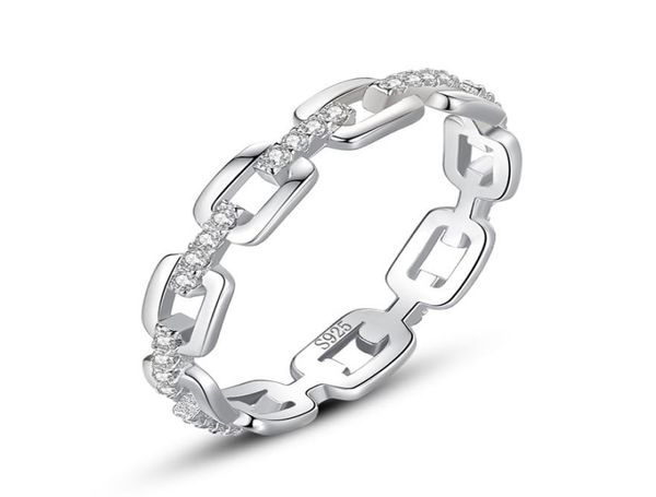 

new 100 925 sterling silver simple ring cadena hueca stackable charming finger rings for women girls party accessories jewelry3000713, Slivery;golden