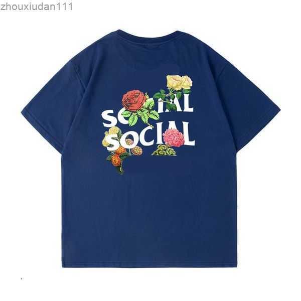 

fashion sports and leisure t shirts summer men's flowers embellished with letters printed tee anti social club street all-match women&#, White;black