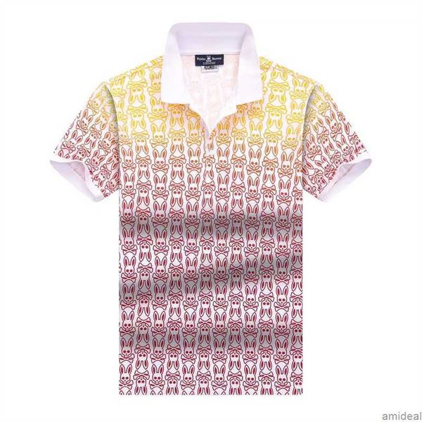 

mens polos psycho bunny tees summer cotton short sleeve business design skull rabbit pattern t shirt casual striped designer breathable t-sh, White;black