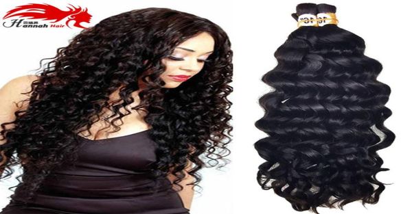 

deep wave brazilian human hair for braiding bulk hair no attachment natura black colorl 3pcs 150gram9069978