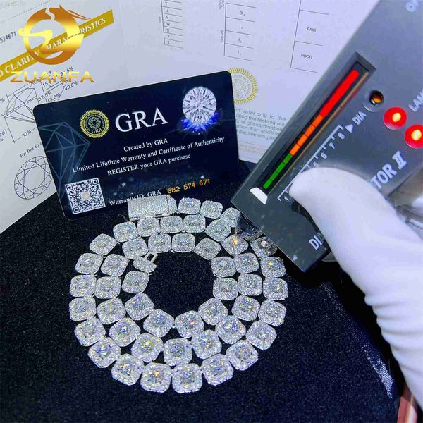 

luxury customized cuban chain diamond iced out hip hop sterling silver moissanite hip hop jewelry