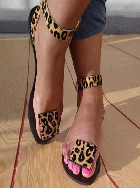 

nan jiu mountain 2020 women summer flat sandals leopard print handmade open toe sandals flipflops plus size 3543 mx2004077524636, Black