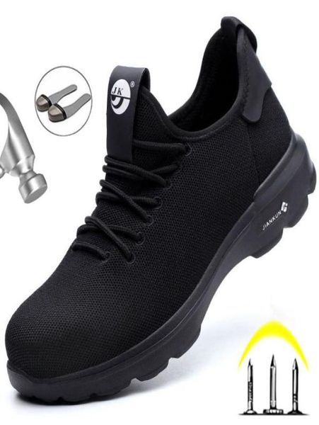 

lightweight safety shoes work safety boots men boots steel toe work shoes outdoor sneakeres punctureproof sneakers men 487774358, Black