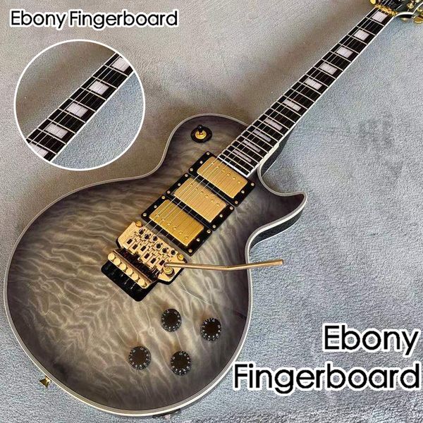 

custom electric guitar with floyd climbing bridge and handmade ebony fingerboard 6 cut mahogany body gitaar