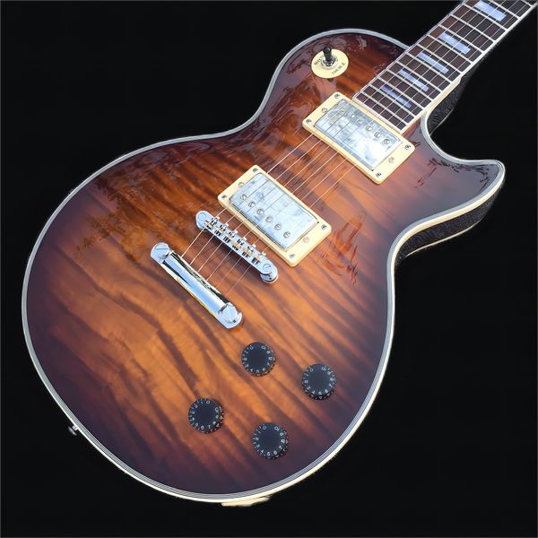 

classic custom shop r9 tiger flame electric guitar, chrome hardware, solid mahogany guitar, ing
