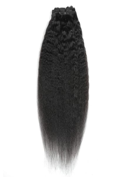 

peruvian human hair kinky straight 824inch clipin hair extensions natural color yaki clip on hair products 120g3249275, Black;brown