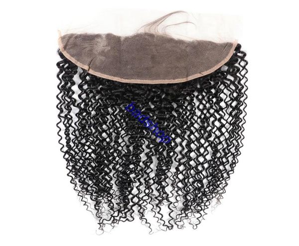 

10a full lace frontal closure brazlian peruvian malaysian indian mongolian hair kinky curly wave wave ear to ear 13x4 lace frontal8498541, Black