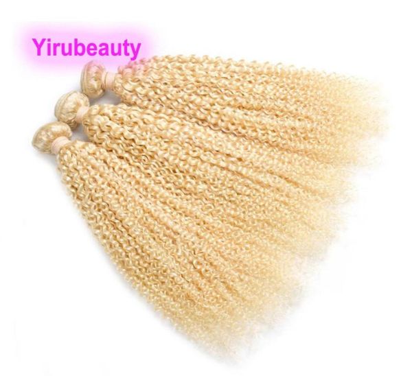 

malaysian human hair 10 pieceslot kinky curly blonde 613 color virgin hairs extensions double wefts 1030inch1202977, Black