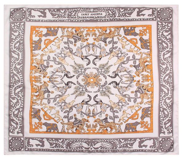

doublesided animal print hair scarf wrap shawl 90 silk scarfs square handmade neck foulard satin hand rolled edge bandana headban3159409, Blue;gray