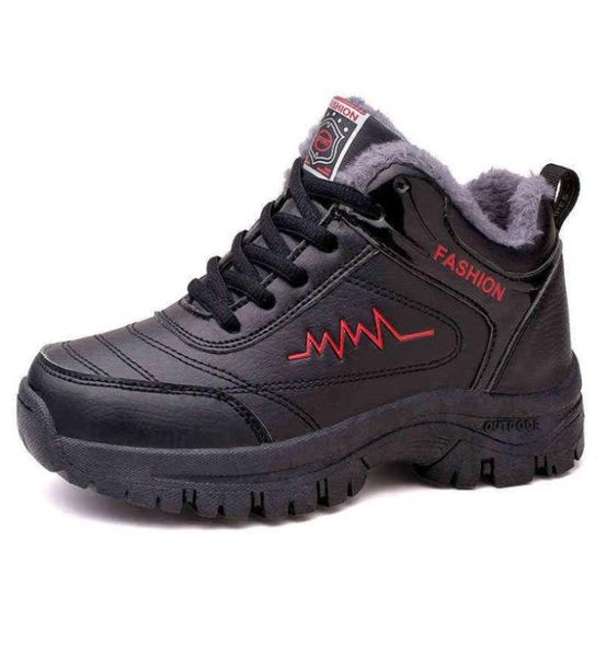 

men winter snow boots waterproof leather sneakers super warm men039s boots outdoor male nonslip rubber ankle boots work shoes 1949336, Black