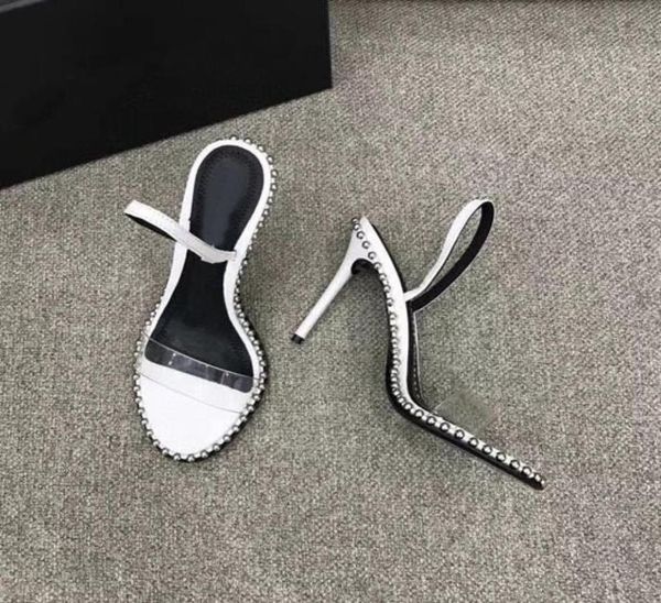 

new pvc transparent flat highheeled sandals highheeled shoes thin heeled sandals 9cm comfortable size 3540 boxes9497232, Black