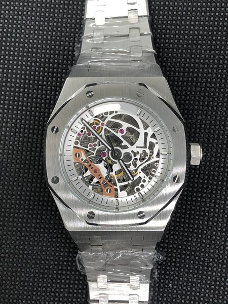 

2023 new watch men's leisure diamond watches gold steel case stainless steel mechanical automatic wristwatch strap male relogio masculi, Slivery;brown